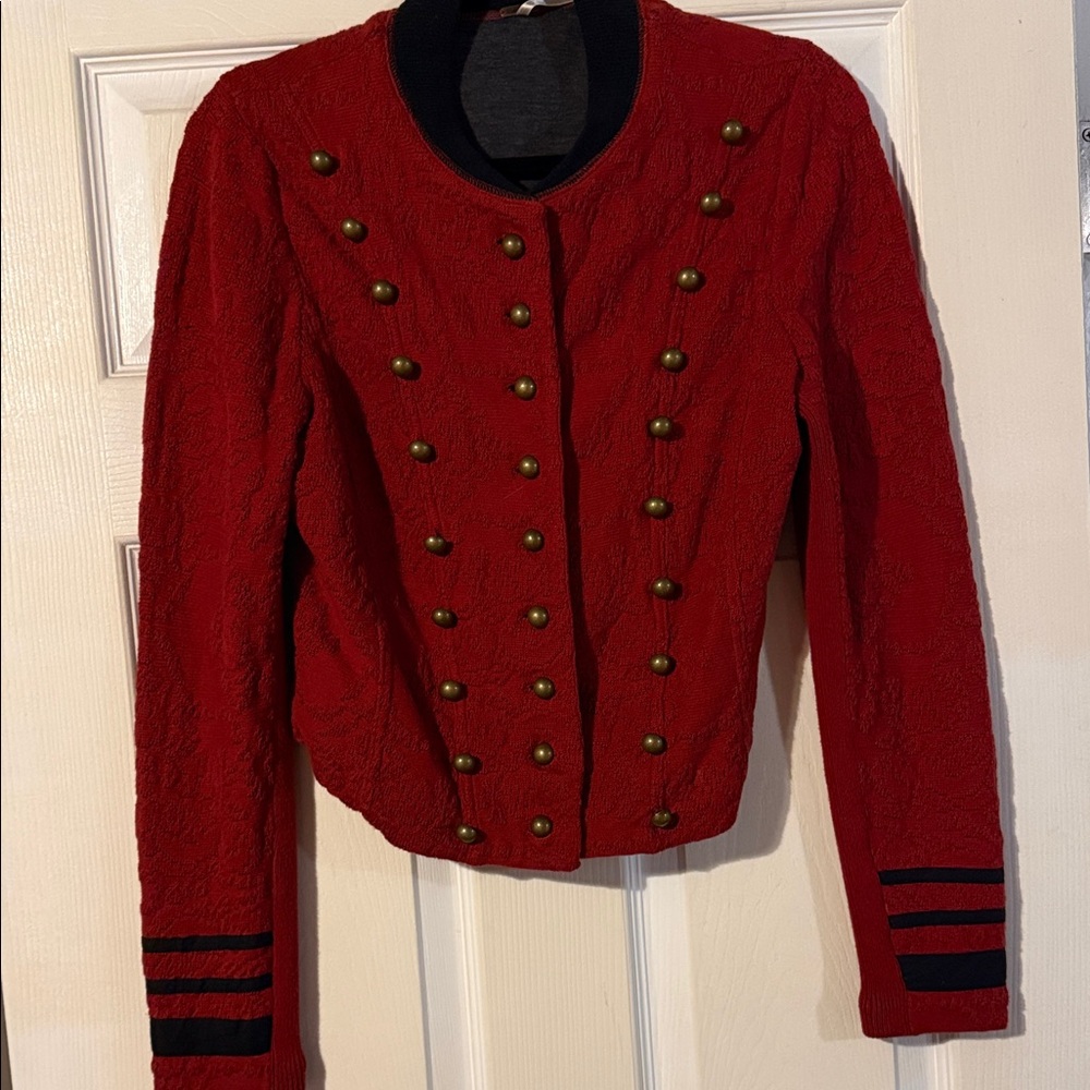 Free People Red Military Style Blazer